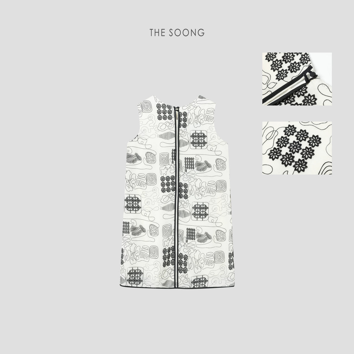 THESOONG/ Cooling embroidered dress heavy woven embroidery hazy versatile sleeveless dress 6829