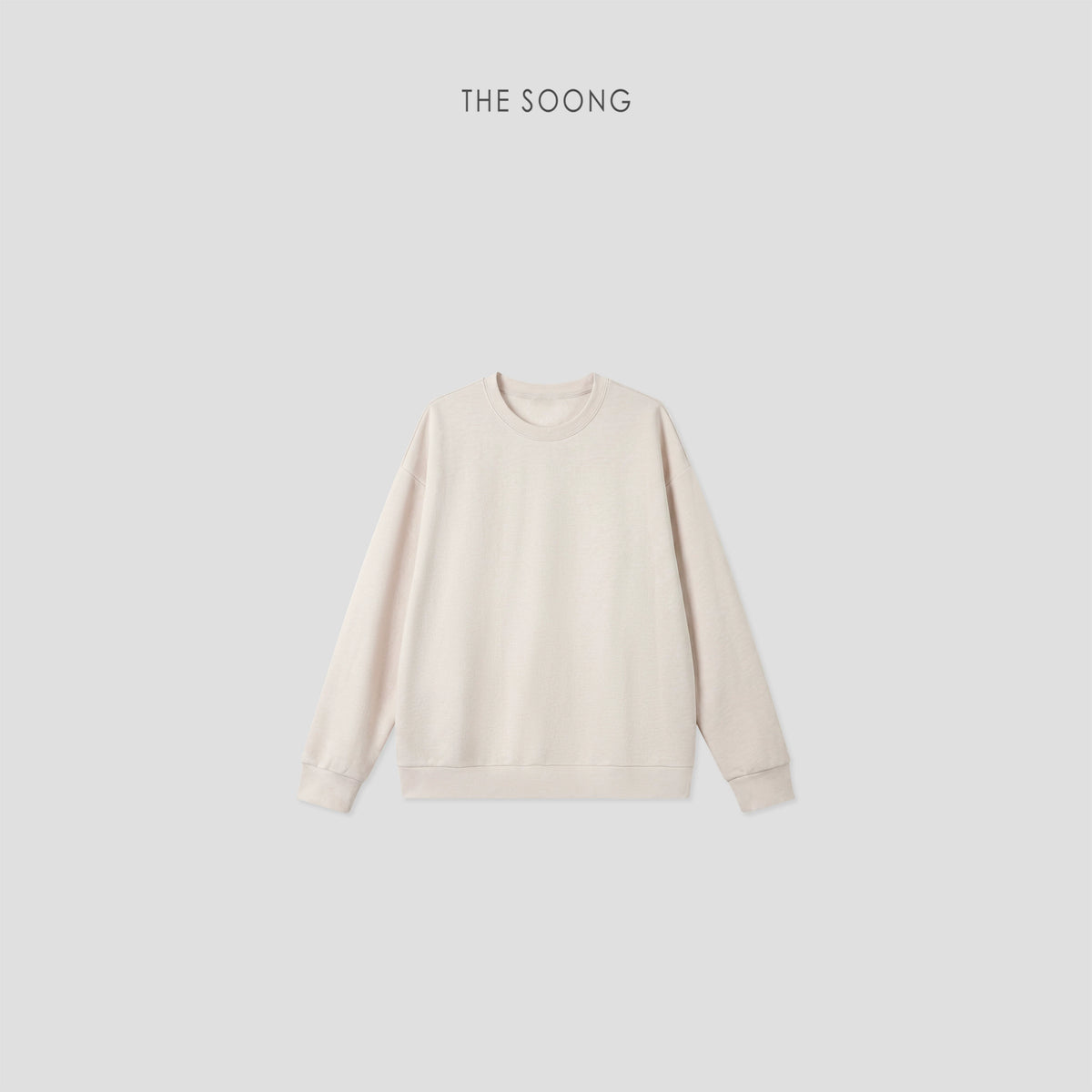 THESOONG/Relaxed Daily, Textured Round-Neck Dropped Shoulder Sweatshirt and Shorts Set for Women 8864