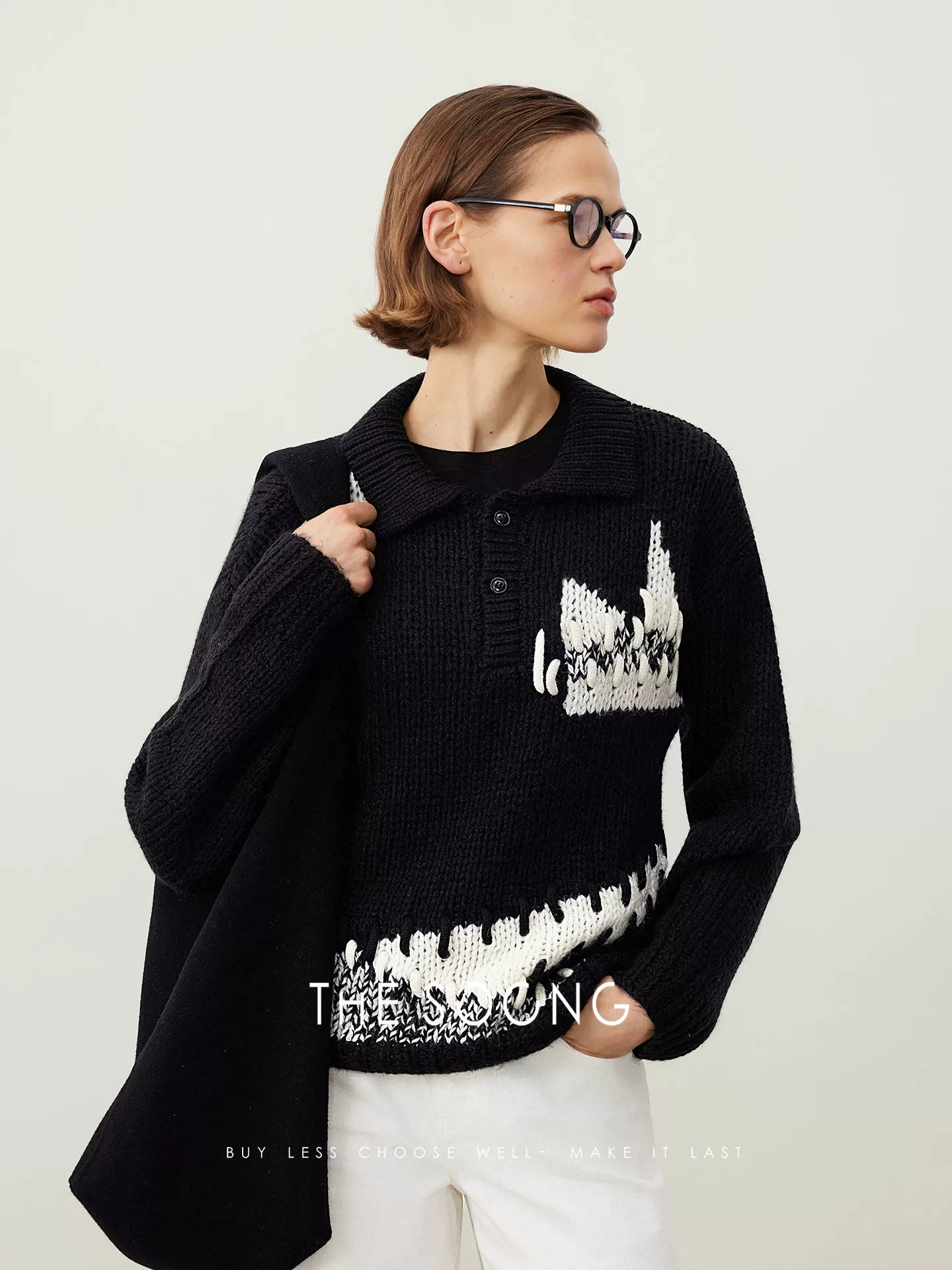 THESOONG/Sheep Wool POLO Collar Autumn/Winter Sweater Women Long Sleeve Pullover HBMY7211