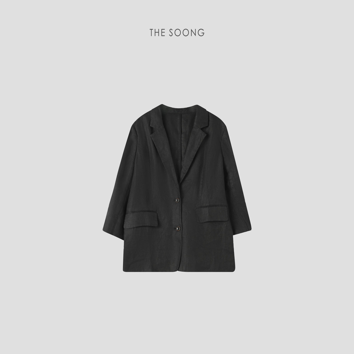 THESOONG/Cool-feel blazer summer pure natural linen naturally wrinkled texture three-quarter sleeve blazer for women 6652