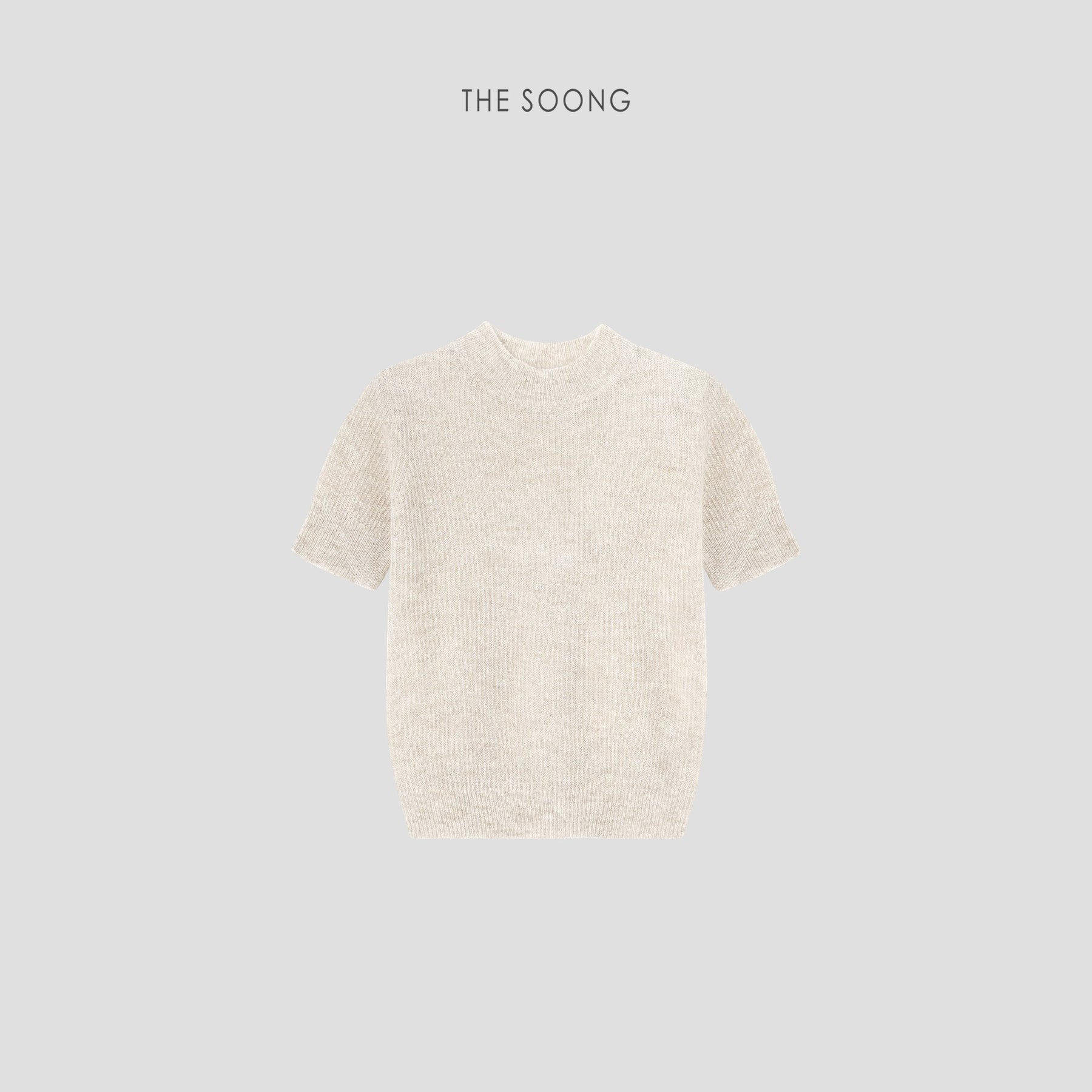 THESOONG/ 25th Anniversary Early Spring Series Alpaca Soft Semi-high Neck Plush Women's Short Sleeve Sweater 6202