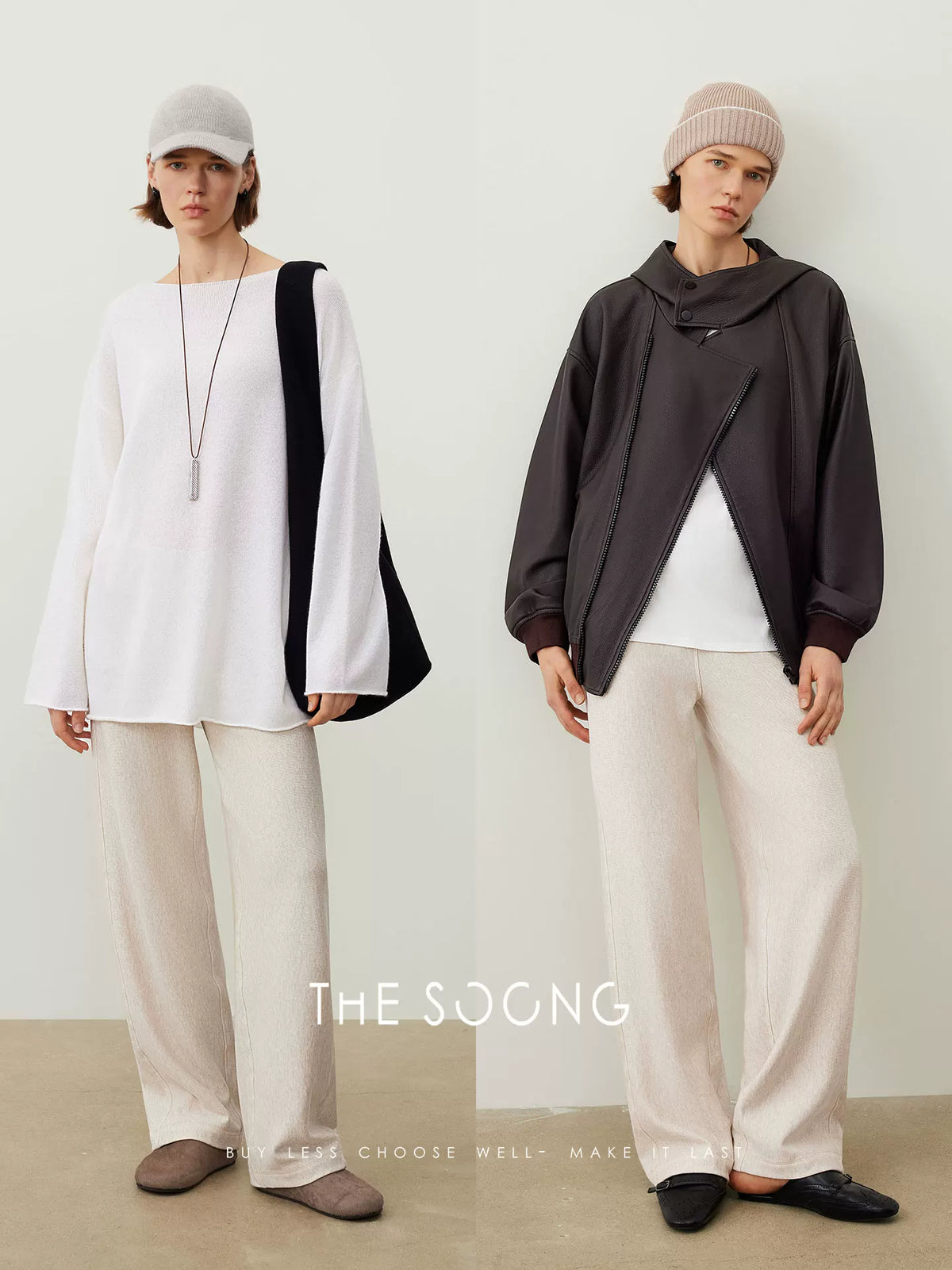 THESOONG/Autumn Cotton Casual Sweatpants Women's Straight Elastic Waist Long Pants Gray Petite HWKZ7729