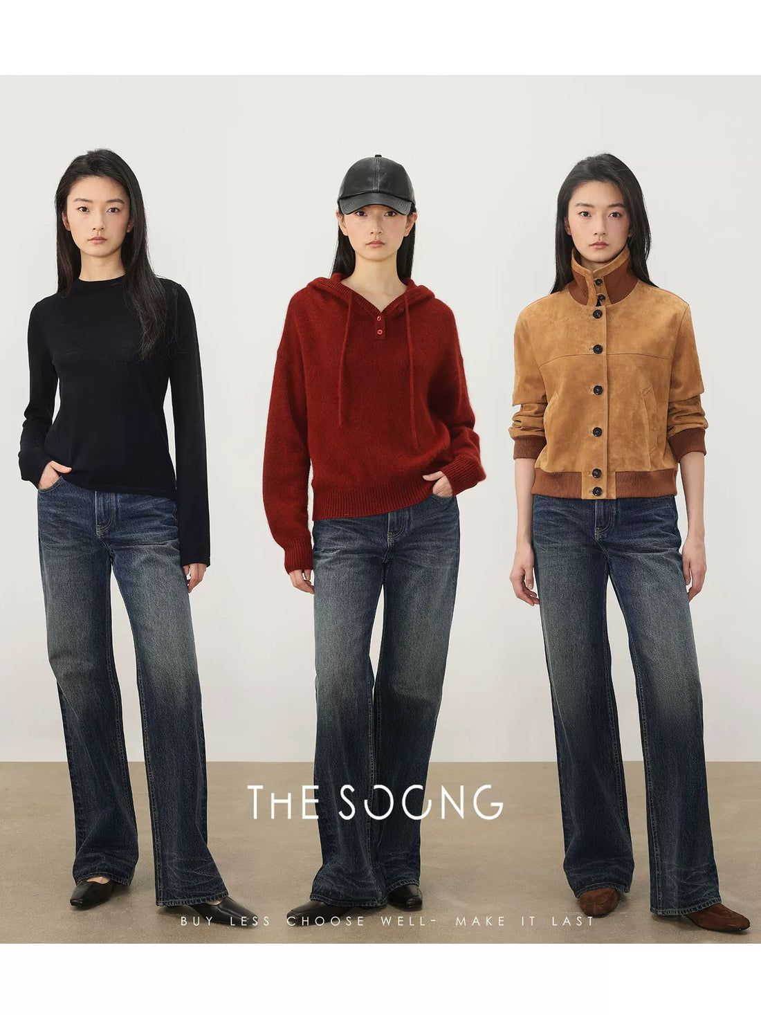 THESOONG/Cloud Catwhisker Spring BB Classic Straight-Leg Jeans for Women, Vintage Wide-Leg Slimming Long Pants 8255