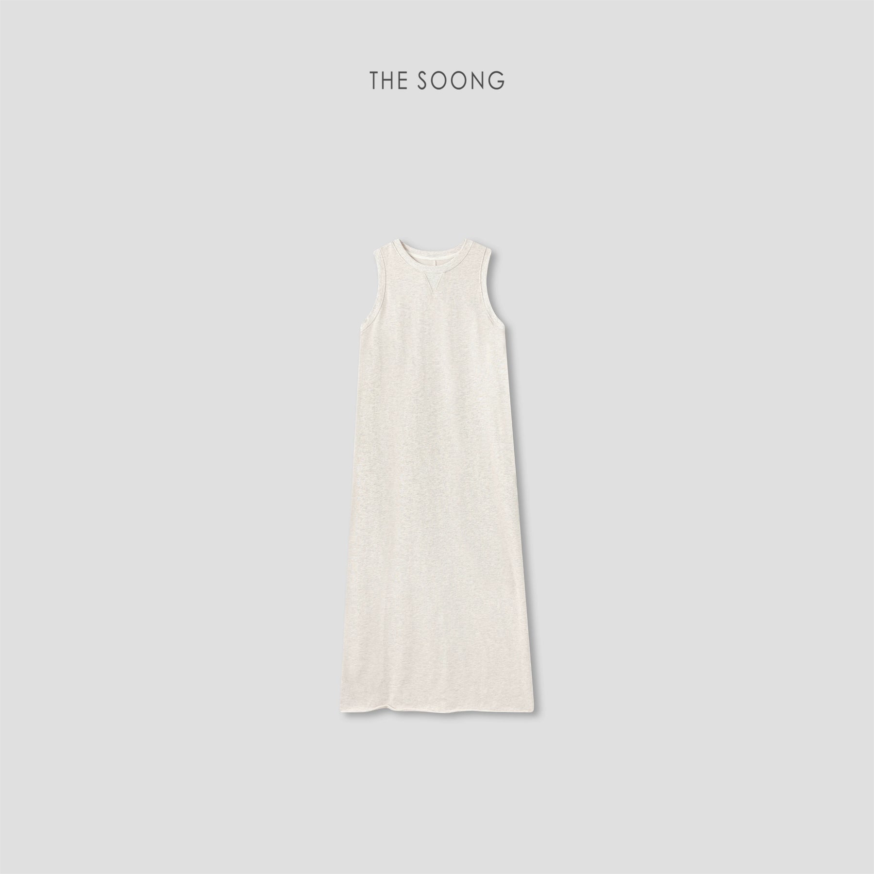 THESOONG / 280G cotton sleeveless vest dress for women, summer long straight slim-fit dress with slit HWQZ9328