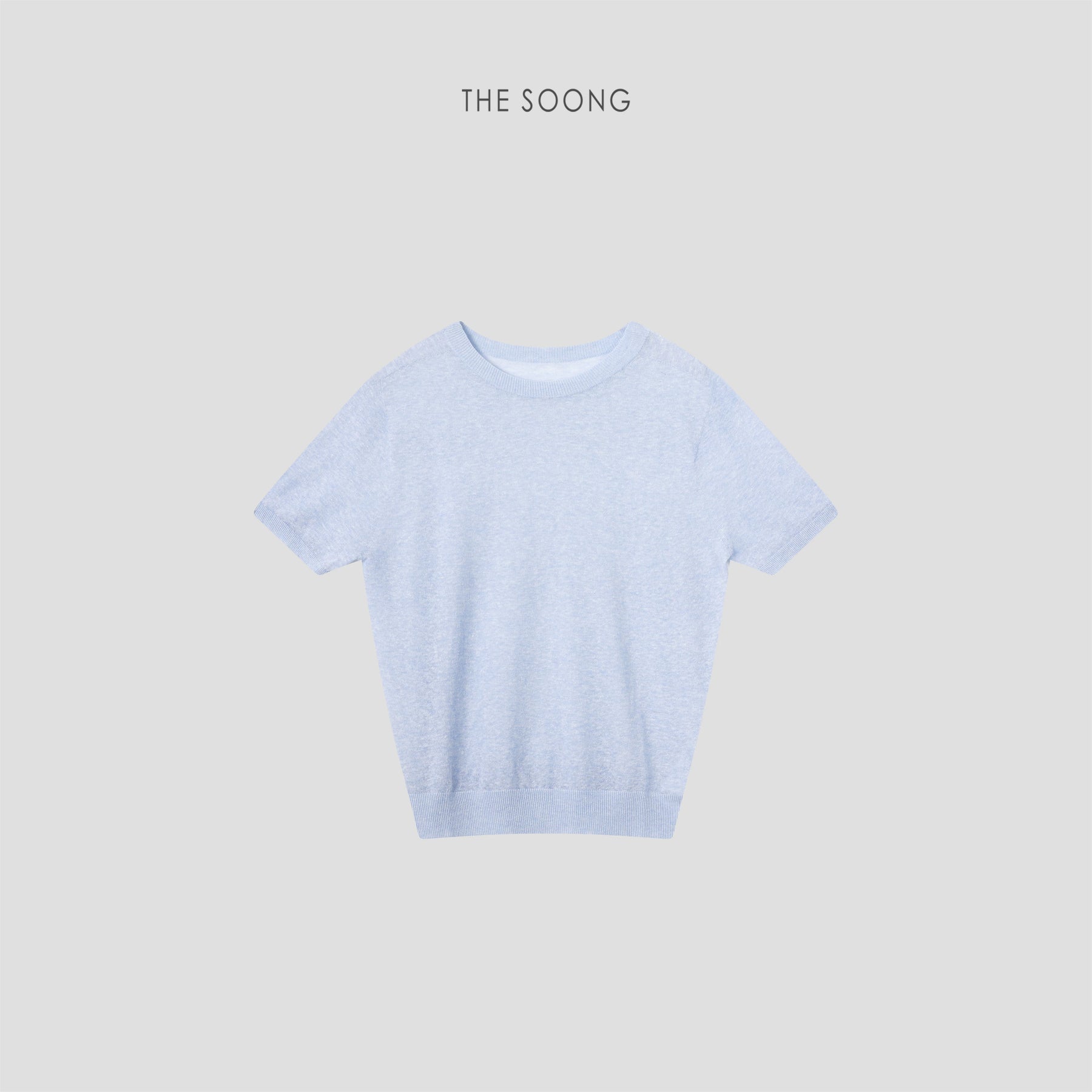 THESOONG/15-gauge high-density woven linen-cotton blend machine washable short-sleeve knit top for women, thin summer style 9405