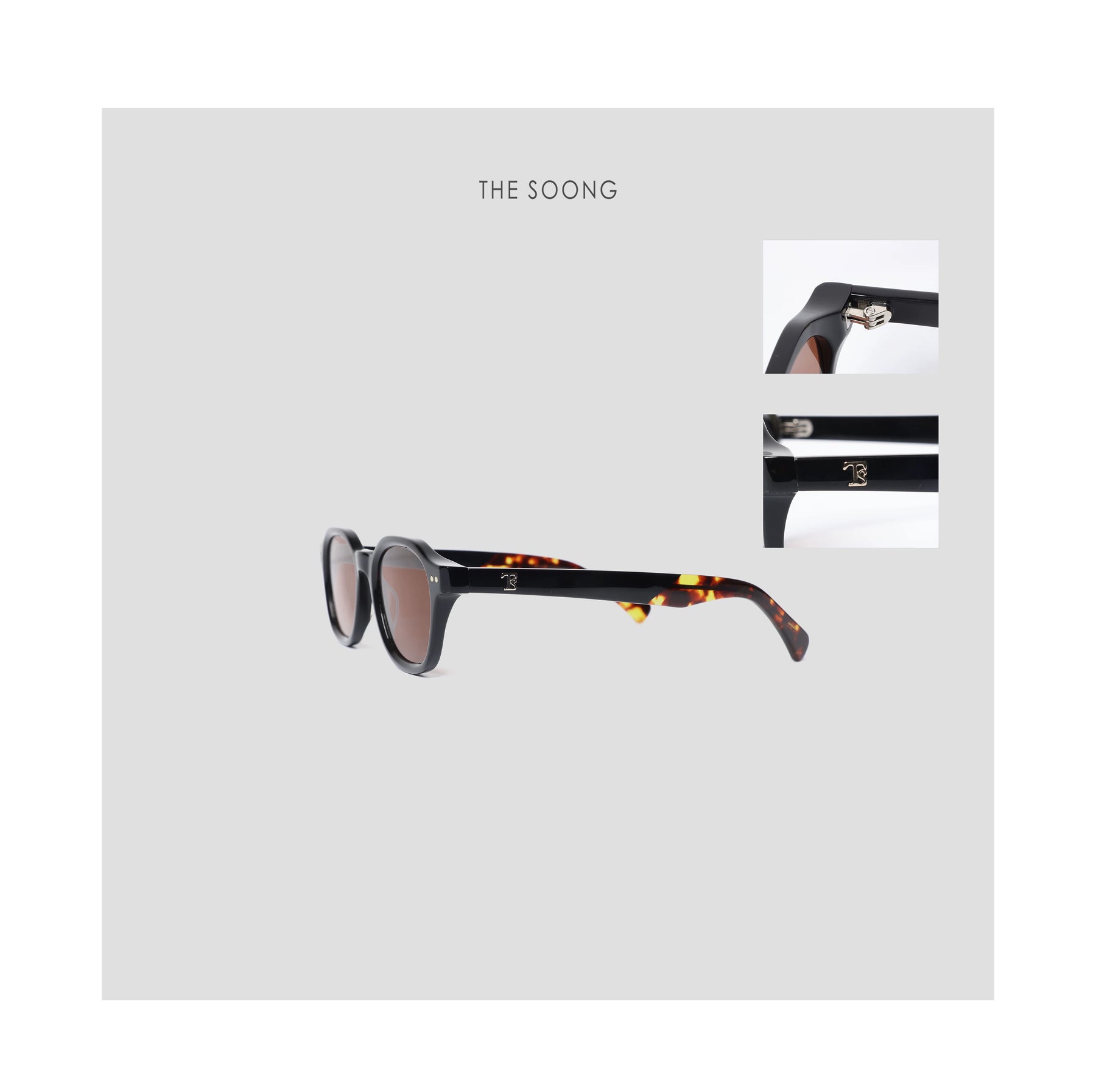 THESOONG/Minimalist lightweight two-tone spliced glasses handmade black frame sunglasses