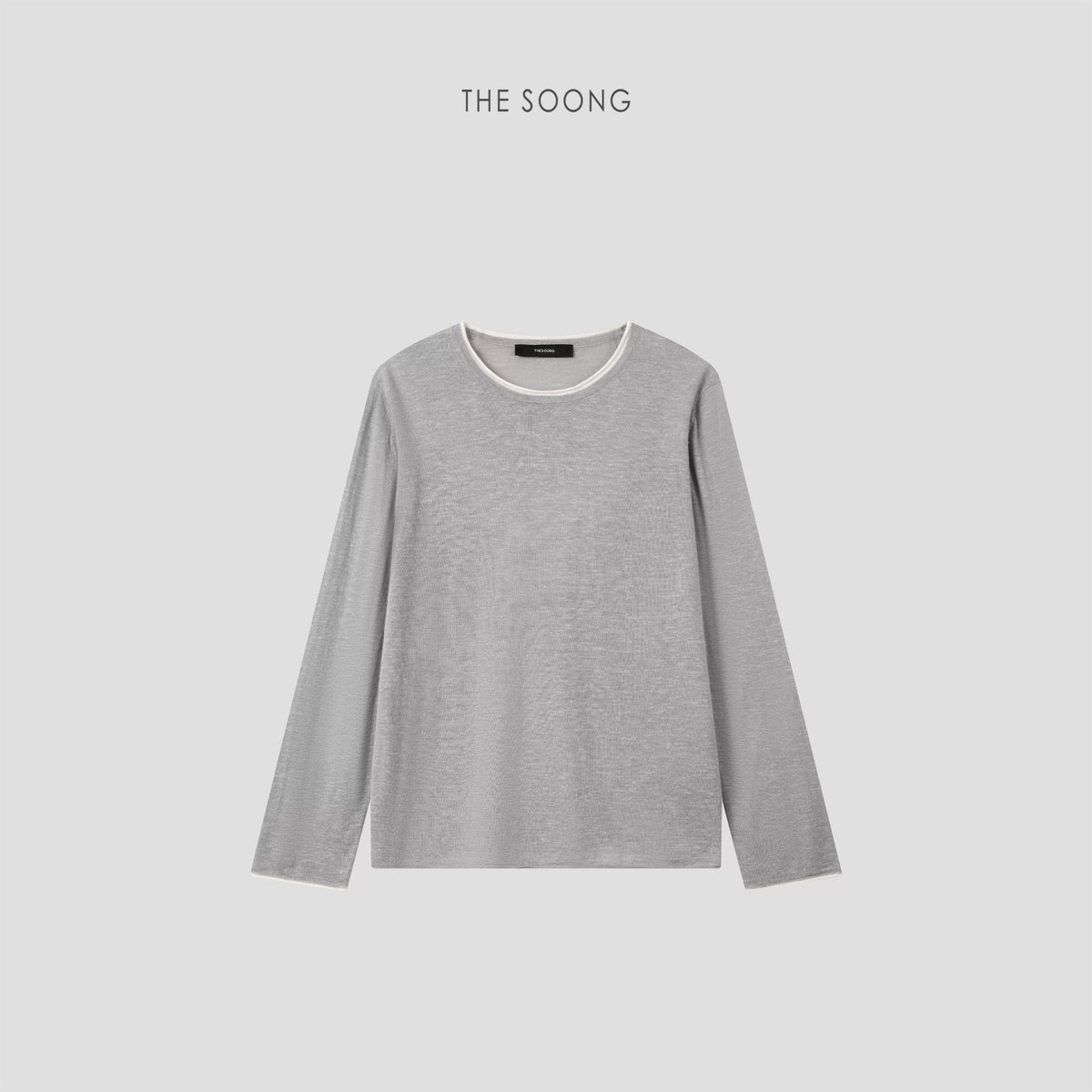 THESOONG/Lightweight Comfort Mulberry Silk High-Weight Blended Wool Round Neck Long-Sleeve Base Shirt 8581