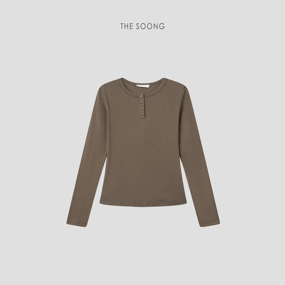 THESOONG/Simple Henry Early Autumn New Classic Basic Henry Neck Long Sleeve Top for Women 9436