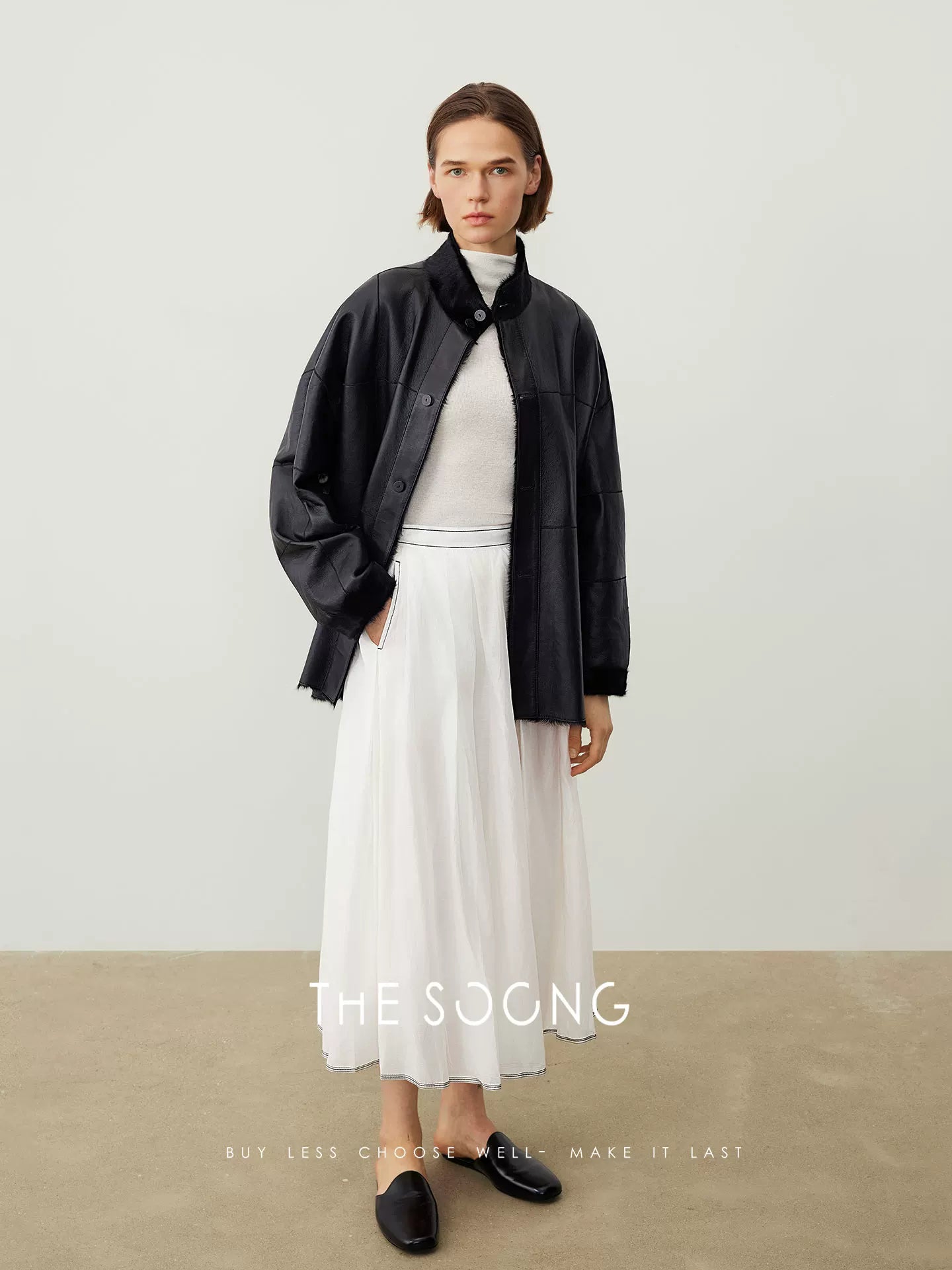 THESOONG/Early Autumn Outfit Mulberry Silk Mid-Waist Skirt for Women Mesh Skirt Versatile Casual HBQZ6674