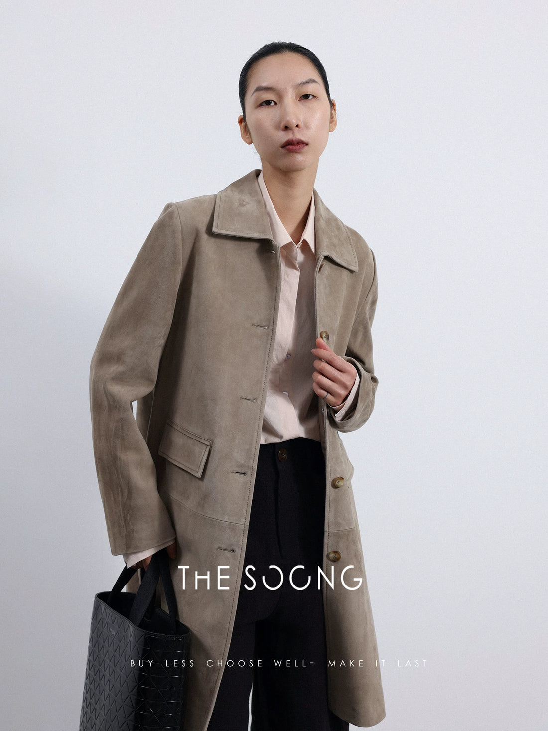 THESOONG/Quiet Luxury High-end Sheepskin Suede Coffee-colored Women's Trench Coat Mid-length Jacket 3682