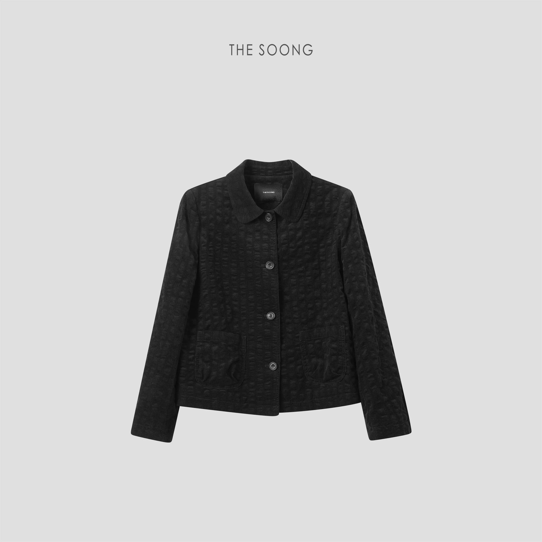 THESOONG/High-end cotton cardigan jacket for women, with lapel, slim fit, elegant and simple textured jacket top 7996