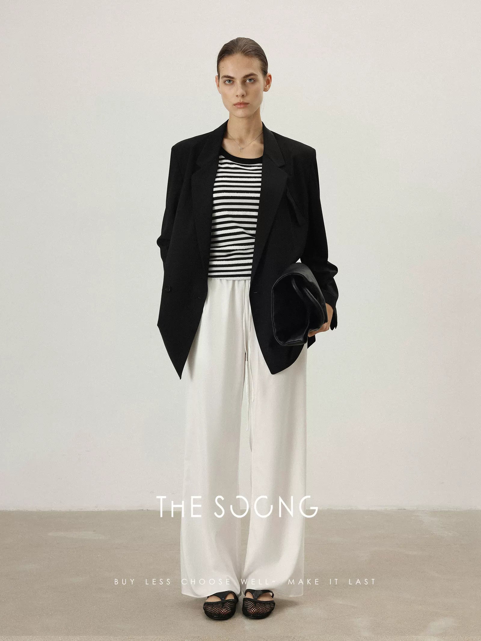 THESOONG/Lyocell Tencel Straight Casual Pants Women Elastic Waist Drawstring Comfortable Loose Long Pants 7391