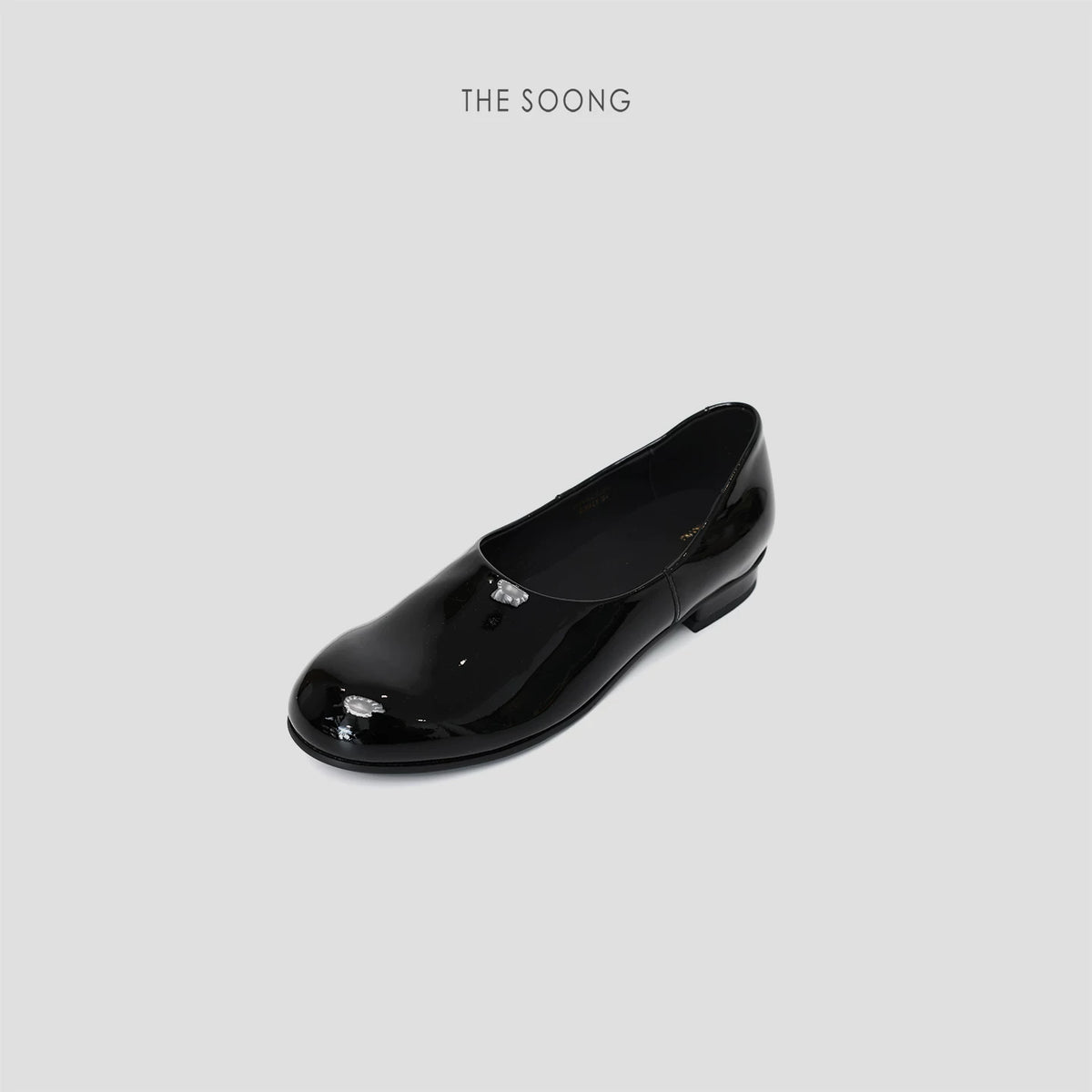THESOONG / 100% lamb leather patent flat shoes, women's genuine leather round toe, shallow loafers casual HWXZ7264