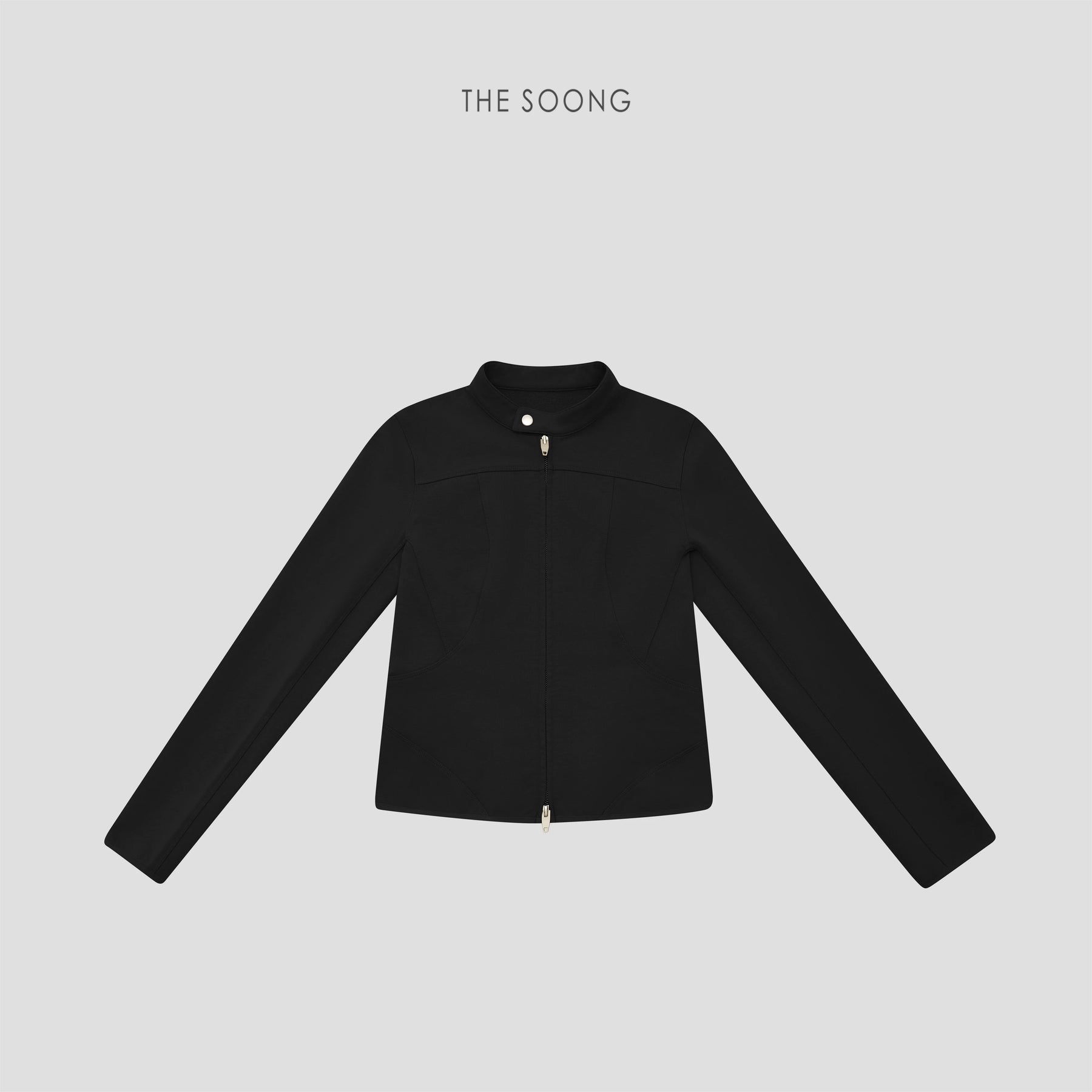 THESOONG / 'Draped shaping' 26s early spring 100% pure cotton skin-friendly linear stand collar jacket for women 7854